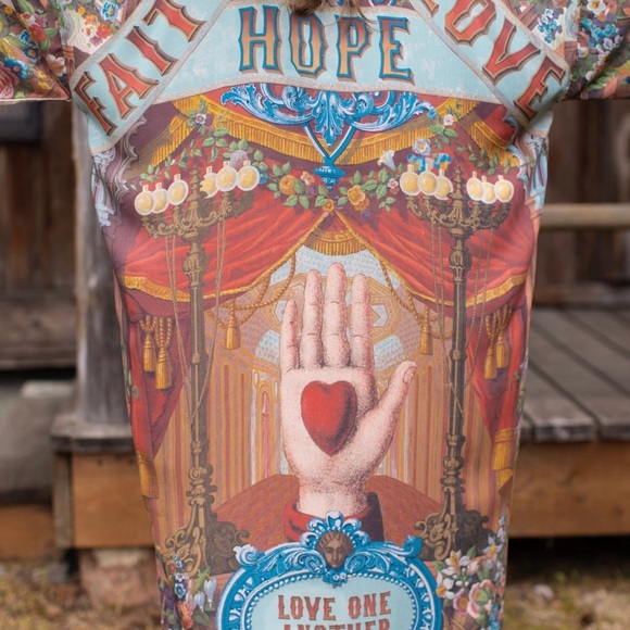 Love Language Printed Long Duster Bamboo Kimono Robe - Picture 8 of 9